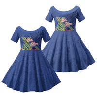 Guam Chamorro Family Matching Mermaid Dress and Hawaiian Shirt Tribal Latte Stone and Seal Artwork Polynesian Patterns LT03 Daughter's Dress Multicolor - Polynesian Pride