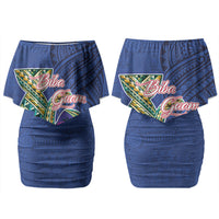 Guam Chamorro Family Matching Off Shoulder Short Dress and Hawaiian Shirt Tribal Latte Stone and Seal Artwork Polynesian Patterns LT03 Mom's Dress Multicolor - Polynesian Pride