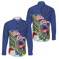 Guam Chamorro Family Matching Off Shoulder Short Dress and Hawaiian Shirt Tribal Latte Stone and Seal Artwork Polynesian Patterns LT03 Dad's Shirt - Long Sleeve Multicolor - Polynesian Pride