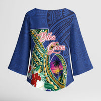 Guam Chamorro Kimono Sleeve Blouse Tribal Latte Stone and Seal Artwork Polynesian Patterns LT03 - Polynesian Pride
