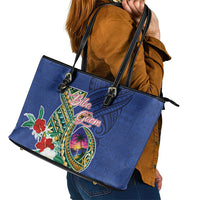 Guam Chamorro Leather Tote Bag Tribal Latte Stone and Seal Artwork Polynesian Patterns LT03 - Polynesian Pride