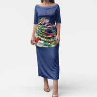 Guam Chamorro Puletasi Tribal Latte Stone and Seal Artwork Polynesian Patterns LT03 Long Dress Multicolor - Polynesian Pride