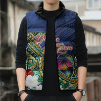 Guam Chamorro Sleeveless Puffer Jacket Tribal Latte Stone and Seal Artwork Polynesian Patterns LT03 - Polynesian Pride