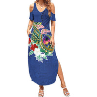 Guam Chamorro Summer Maxi Dress Tribal Latte Stone and Seal Artwork Polynesian Patterns LT03 Women Multicolor - Polynesian Pride