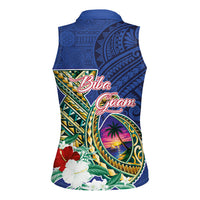 Guam Chamorro Women Sleeveless Polo Shirt Tribal Latte Stone and Seal Artwork Polynesian Patterns LT03 - Polynesian Pride