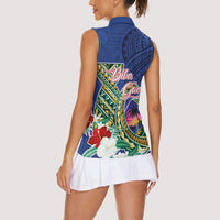 Guam Chamorro Women Sleeveless Polo Shirt Tribal Latte Stone and Seal Artwork Polynesian Patterns LT03 - Polynesian Pride