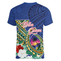 Guam Chamorro Women V-Neck T-Shirt Tribal Latte Stone and Seal Artwork Polynesian Patterns LT03 - Polynesian Pride