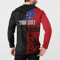 Personalised Samoa 685 Button Sweatshirt Siapo Pattern and Samoa Flag Design