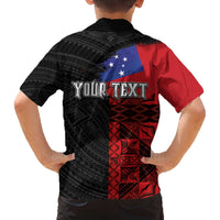 Personalised Samoa 685 Family Matching Off Shoulder Short Dress and Hawaiian Shirt Siapo Pattern and Samoa Flag Design