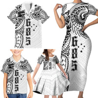 Samoa 685 Art Traditional Tattoo Pattern Family Matching Short Sleeve Bodycon Dress and Hawaiian Shirt White Color