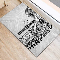 Samoa 685 Art Traditional Tattoo Pattern Rubber Doormat White Color