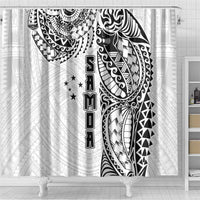 Samoa 685 Art Traditional Tattoo Pattern Shower Curtain White Color