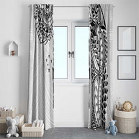 Samoa 685 Art Traditional Tattoo Pattern Window Curtain White Color
