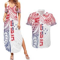 Samoa 685 Art Traditional Tattoo Pattern Couples Matching Summer Maxi Dress and Hawaiian Shirt Gradient Color