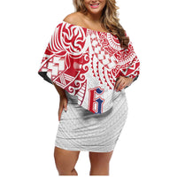 Samoa 685 Art Traditional Tattoo Pattern Family Matching Off Shoulder Short Dress and Hawaiian Shirt Gradient Color