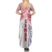 Samoa 685 Art Traditional Tattoo Pattern Family Matching Summer Maxi Dress and Hawaiian Shirt Gradient Color