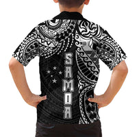 Samoa 685 Art Traditional Tattoo Pattern Family Matching Long Sleeve Bodycon Dress and Hawaiian Shirt Black Color