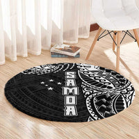 Samoa 685 Art Traditional Tattoo Pattern Round Carpet Black Color