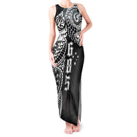 Samoa 685 Art Traditional Tattoo Pattern Tank Maxi Dress Black Color