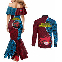 Bintangor Goroka Lahanis Rugby Couples Matching Mermaid Dress and Long Sleeve Button Shirts Papua New Guinea Polynesian Tattoo LT03 - Polynesian Pride