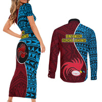 Bintangor Goroka Lahanis Rugby Couples Matching Short Sleeve Bodycon Dress and Long Sleeve Button Shirts Papua New Guinea Polynesian Tattoo LT03 - Polynesian Pride