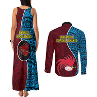 Bintangor Goroka Lahanis Rugby Couples Matching Tank Maxi Dress and Long Sleeve Button Shirts Papua New Guinea Polynesian Tattoo LT03 - Polynesian Pride