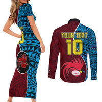 Custom Bintangor Goroka Lahanis Rugby Couples Matching Short Sleeve Bodycon Dress and Long Sleeve Button Shirts Papua New Guinea Polynesian Tattoo LT03 - Polynesian Pride