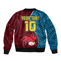 Custom Bintangor Goroka Lahanis Rugby Sleeve Zip Bomber Jacket Papua New Guinea Polynesian Tattoo LT03 - Polynesian Pride