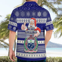 Samoa Christmas Hawaiian Shirt The Santa Coat of Arms with Samoa Bracelet Pattern LT03 - Polynesian Pride