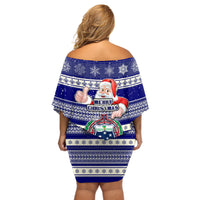 Samoa Christmas Off Shoulder Short Dress The Santa Coat of Arms with Samoa Bracelet Pattern LT03 - Polynesian Pride