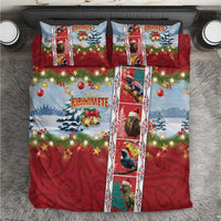 New Zealand Merry Christmas Bedding Set Maori Animals, Koru Tattoo - Red Xmas Style