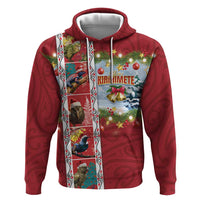 New Zealand Merry Christmas Zip Hoodie Maori Animals, Koru Tattoo - Red Xmas Style LT03 Pullover Hoodie Red - Polynesian Pride