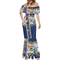 New Zealand Merry Christmas Mermaid Dress Maori Animals, Koru Tattoo - Blue Xmas Style LT03 - Polynesian Pride