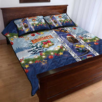 New Zealand Merry Christmas Quilt Bed Set Maori Animals, Koru Tattoo - Blue Xmas Style