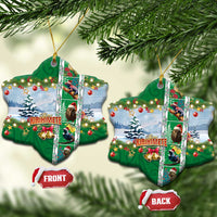 New Zealand Merry Christmas Ceramic Ornament Maori Animals, Koru Tattoo - Green Xmas Style