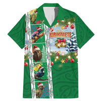 New Zealand Merry Christmas Family Matching Mermaid Dress and Hawaiian Shirt Maori Animals, Koru Tattoo - Green Xmas Style