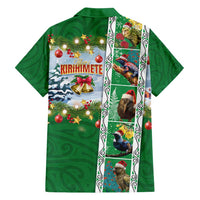 New Zealand Merry Christmas Family Matching Off Shoulder Short Dress and Hawaiian Shirt Maori Animals, Koru Tattoo - Green Xmas Style