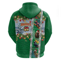 New Zealand Merry Christmas Zip Hoodie Maori Animals, Koru Tattoo - Green Xmas Style LT03 - Polynesian Pride