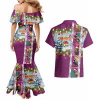 New Zealand Merry Christmas Couples Matching Mermaid Dress and Hawaiian Shirt Maori Animals, Koru Tattoo - Pink Xmas Style LT03 - Polynesian Pride