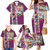 New Zealand Merry Christmas Family Matching Mermaid Dress and Hawaiian Shirt Maori Animals, Koru Tattoo - Pink Xmas Style LT03 - Polynesian Pride