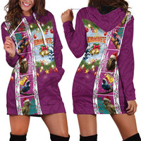 New Zealand Merry Christmas Hoodie Dress Maori Animals, Koru Tattoo - Pink Xmas Style LT03 - Polynesian Pride