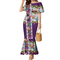 New Zealand Merry Christmas Mermaid Dress Maori Animals, Koru Tattoo - Purple Xmas Style LT03 Women Purple - Polynesian Pride