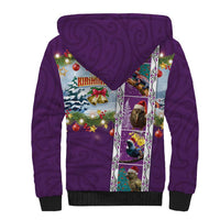 New Zealand Merry Christmas Sherpa Hoodie Maori Animals, Koru Tattoo - Purple Xmas Style