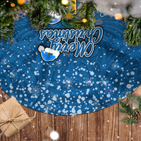 Tuvalu Christmas Tree Skirt Snowman Hugs Tuvalu Coat of Arms Maori Pattern Blue Style LT03 - Polynesian Pride