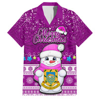 Tuvalu Christmas Family Matching Short Sleeve Bodycon Dress and Hawaiian Shirt Snowman Hugs Tuvalu Coat of Arms Maori Pattern Pink Style LT03 Dad's Shirt - Short Sleeve Pink - Polynesian Pride