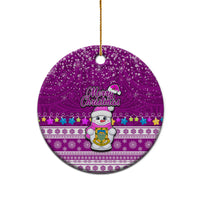 Personalised Tuvalu Christmas Ceramic Ornament Snowman Hugs Tuvalu Coat of Arms Maori Pattern Pink Style LT03 - Polynesian Pride