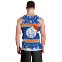 Marshall Islands Christmas Men Tank Top Santa Claus and Coat of Arms Mix Polynesian Xmas Style LT03 - Polynesian Pride