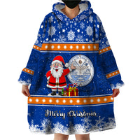 Marshall Islands Christmas Wearable Blanket Hoodie Santa Claus and Coat of Arms Mix Polynesian Xmas Style LT03 - Polynesian Pride