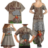 Aloha Volcano Custom Family Matching Summer Maxi Dress and Hawaiian Shirt Mix Hawaiian Kakau Tribal LT03 - Polynesian Pride