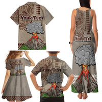 Aloha Volcano Custom Family Matching Tank Maxi Dress and Hawaiian Shirt Mix Hawaiian Kakau Tribal LT03 - Polynesian Pride